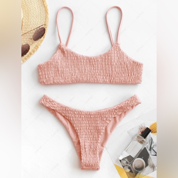 Smocked bikini set, Pink, M/6 - Picture 1 of 8
